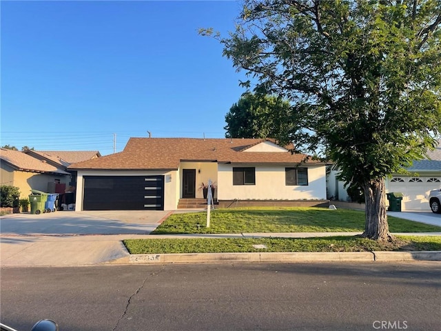 20406 Londelius St, Winnetka, CA 91306 - ranch-style home featuring a garage, driveway, a front lawn, and stucco siding