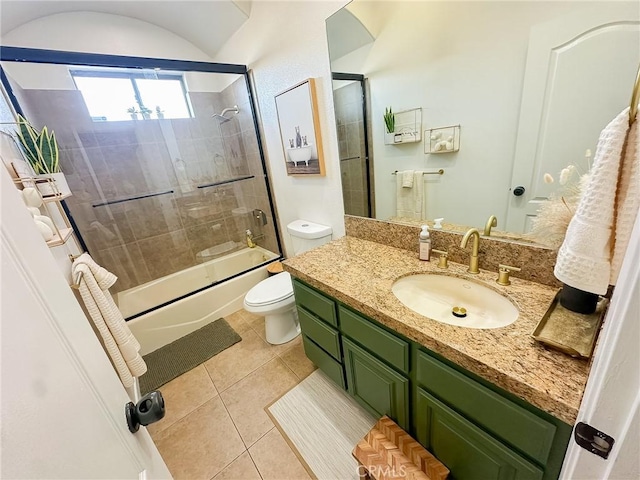 7525 Whitney Ave, Yucca Valley, CA 92284 - bathroom featuring vanity, shower / bath combination with glass door, and tile patterned flooring