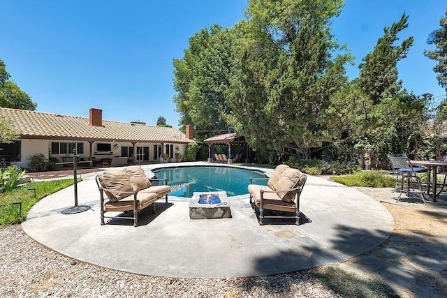 9604 Tunney Ave, Northridge, CA 91324 - swimming pool featuring an outdoor fire pit, a gazebo, and a patio area