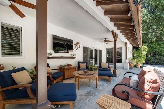 9604 Tunney Ave, Northridge, CA 91324 - view of patio with a ceiling fan and french doors