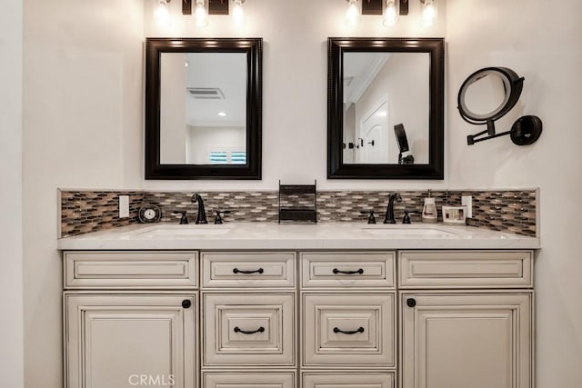 9604 Tunney Ave, Northridge, CA 91324 - bathroom with decorative backsplash and double vanity