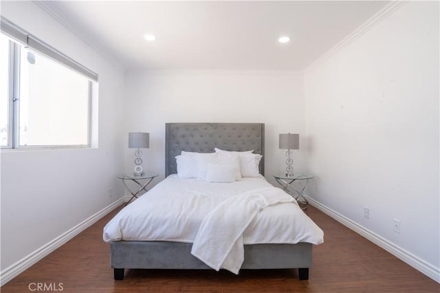 13801 Oxnard St Unit 202, Van Nuys, CA 91401 - bedroom featuring crown molding, wood finished floors, and recessed lighting