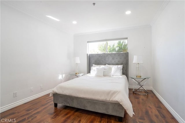 13801 Oxnard St Unit 202, Van Nuys, CA 91401 - bedroom with crown molding, wood finished floors, and recessed lighting