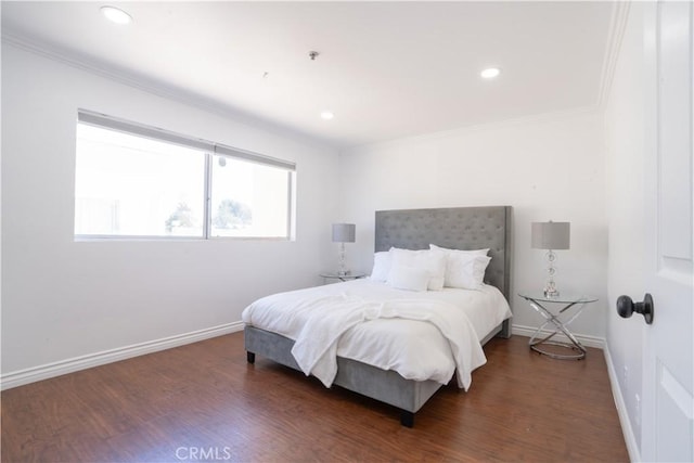 13801 Oxnard St Unit 202, Van Nuys, CA 91401 - bedroom with ornamental molding, wood finished floors, and recessed lighting