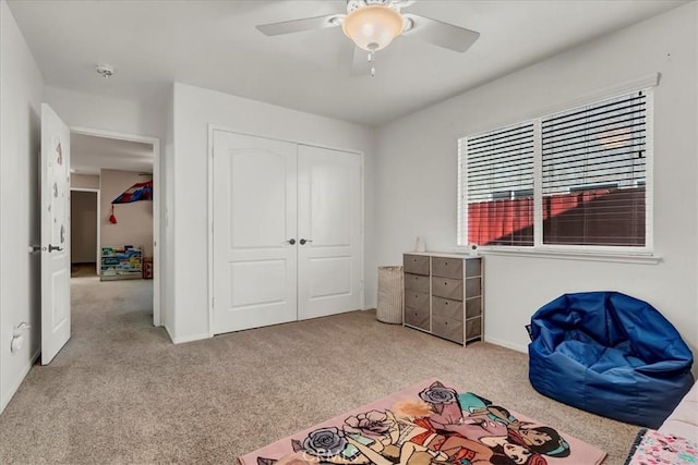 695 Crescent Ln, Lemoore, CA 93245 - carpeted bedroom featuring a closet and ceiling fan