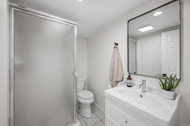 9312 Daisy Ave, Fountain Valley, CA 92708 - bathroom featuring vanity, a stall shower, and tile patterned floors
