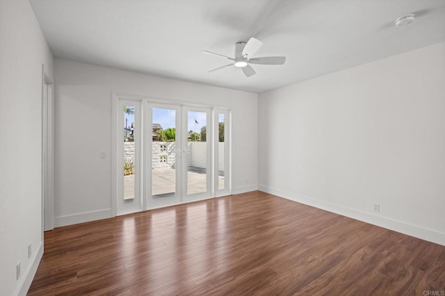 9312 Daisy Ave, Fountain Valley, CA 92708 - empty room with a smoke detector, french doors, a ceiling fan, and wood finished floors