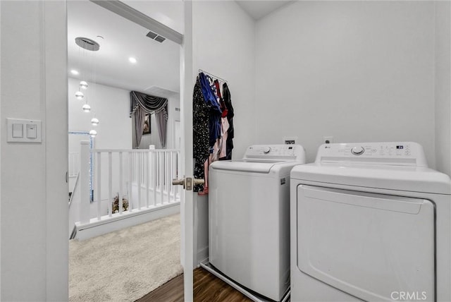16614 Trailblazer Ave, Chino, CA 91708 - laundry area featuring independent washer and dryer and wood finished floors