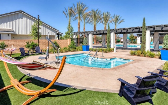 16614 Trailblazer Ave, Chino, CA 91708 - community pool with a pergola and a patio area