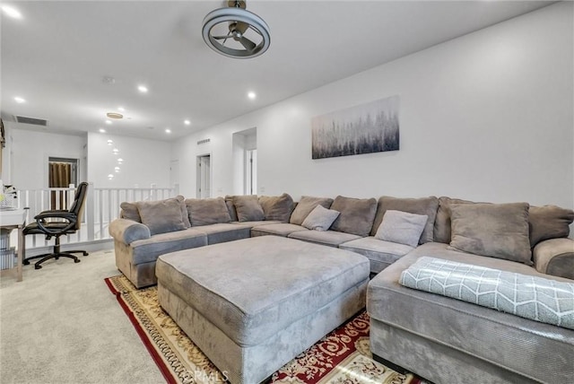 16614 Trailblazer Ave, Chino, CA 91708 - living room featuring recessed lighting and light carpet