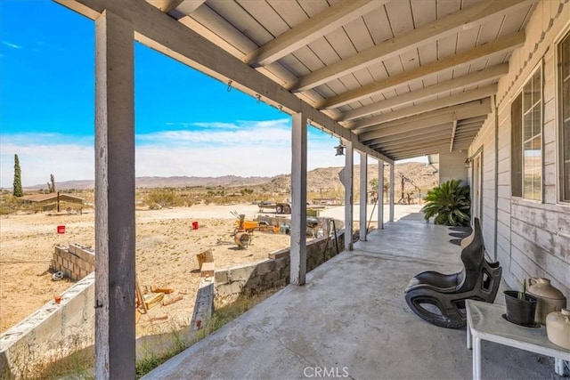 5177 Avenida Del Sol, Joshua Tree, CA 92252 - view of patio with a mountain view and a view of rural / pastoral area
