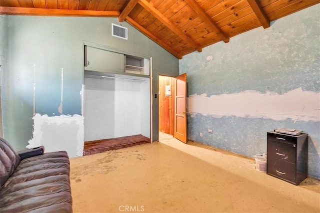 5177 Avenida Del Sol, Joshua Tree, CA 92252 - unfurnished bedroom featuring wooden ceiling and a closet