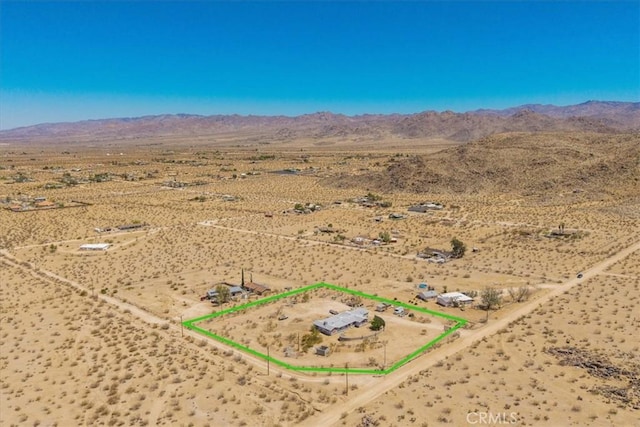 5177 Avenida Del Sol, Joshua Tree, CA 92252 - overview of rural landscape with mountains and property parcel outlined