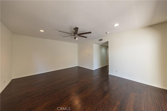 6242 Riviera Cir, Long Beach, CA 90815 - unfurnished room featuring a ceiling fan, dark wood-type flooring, and recessed lighting