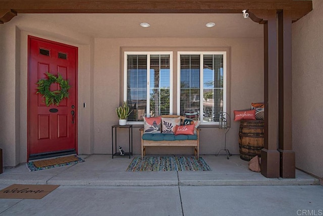 595 S Hidden Trails Rd, Escondido, CA 92027 - property entrance featuring stucco siding and a porch