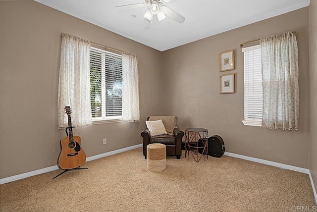595 S Hidden Trails Rd, Escondido, CA 92027 - living area featuring a ceiling fan, healthy amount of natural light, and carpet