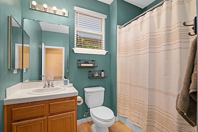 595 S Hidden Trails Rd, Escondido, CA 92027 - bathroom featuring vanity, tile patterned floors, and a shower with shower curtain