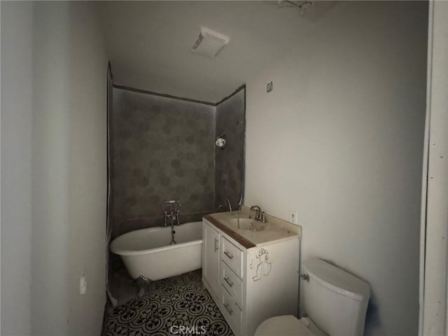 28869 Paradise Rd, Castaic, CA 91384 - bathroom featuring a freestanding tub, vanity, and tile patterned flooring