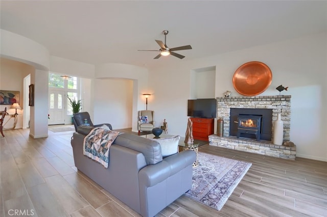 31008 Longview Ln E, Coarsegold, CA 93614 - living area with wood tiled floors and ceiling fan