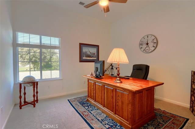 31008 Longview Ln E, Coarsegold, CA 93614 - office featuring light carpet and a ceiling fan