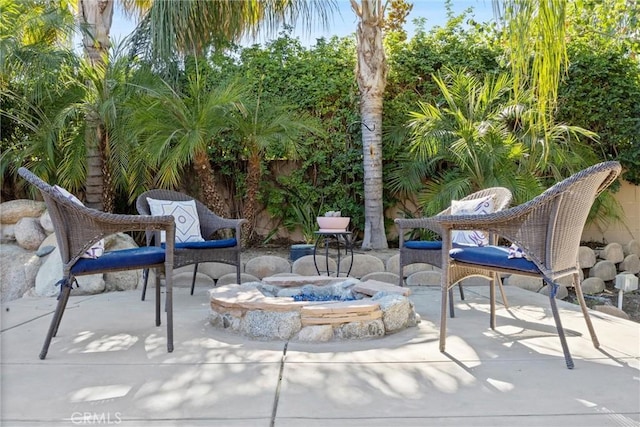 403 Stone Cross Dr, Bakersfield, CA 93312 - view of patio featuring an outdoor fire pit