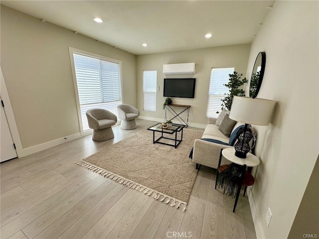 2209 W Glendon Way, Alhambra, CA 91803 - living room with a wall unit AC, wood finished floors, and recessed lighting