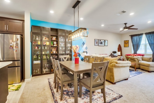 1905 Soho Ln Unit 2, Chula Vista, CA 91915 - dining space featuring light carpet, a ceiling fan, and recessed lighting