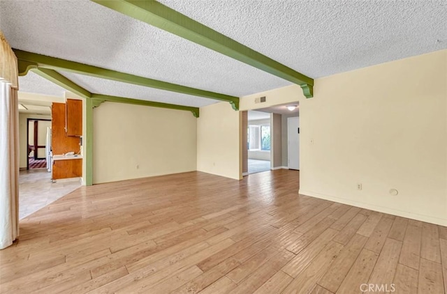 1023 Don Pablo Dr, Arcadia, CA 91006 - unfurnished living room with beam ceiling, light wood-style floors, and a textured ceiling