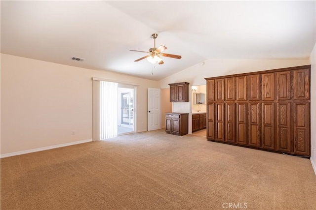 5335 Play Doe Ln, Paso Robles, CA 93446 - unfurnished bedroom with vaulted ceiling, light colored carpet, and ceiling fan