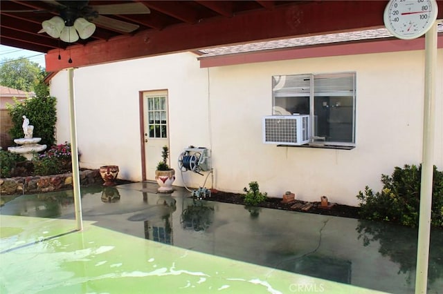 836 N 10th Ave, Upland, CA 91786 - view of side of home with a ceiling fan, stucco siding, and cooling unit