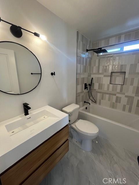 10802 Palma Vista Ave, Garden Grove, CA 92840 - full bathroom with vanity, shower / bathtub combination, and marble finish flooring