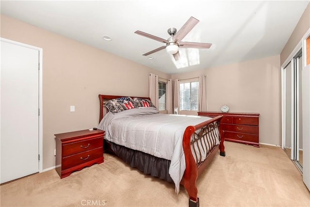 29639 Delphinium Ave, Canyon Country, CA 91387 - bedroom with light colored carpet and a ceiling fan