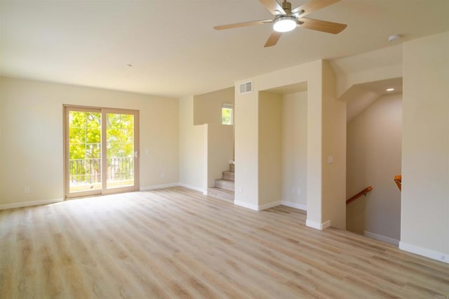1295 Haglar Unit 1, Chula Vista, CA 91913 - spare room featuring healthy amount of natural light, light wood-style floors, and a ceiling fan