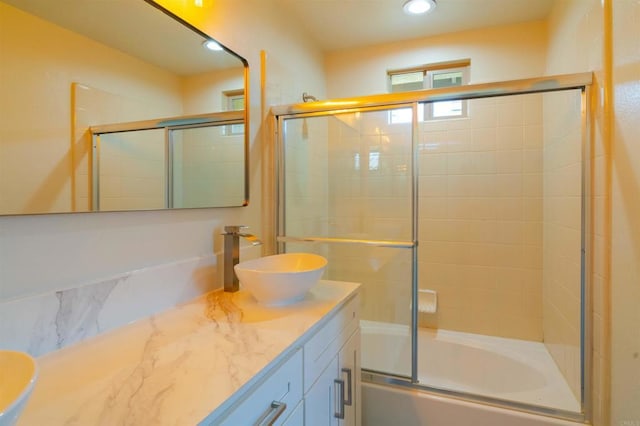1295 Haglar Unit 1, Chula Vista, CA 91913 - full bath featuring vanity, bath / shower combo with glass door, and recessed lighting