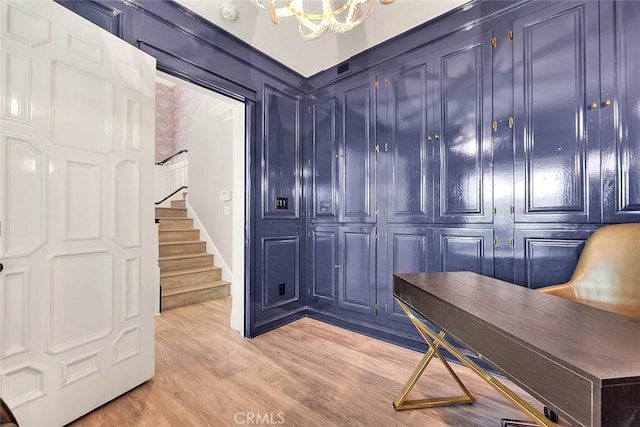 16549 Celadon Ct, Chino Hills, CA 91709 - office area featuring a chandelier and light wood-style floors