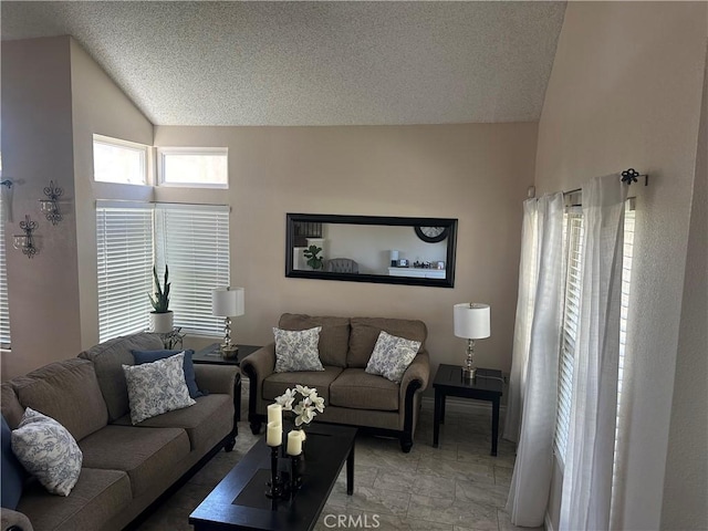 10600 Silverleaf Cir, Moreno Valley, CA 92557 - living area with vaulted ceiling and a textured ceiling