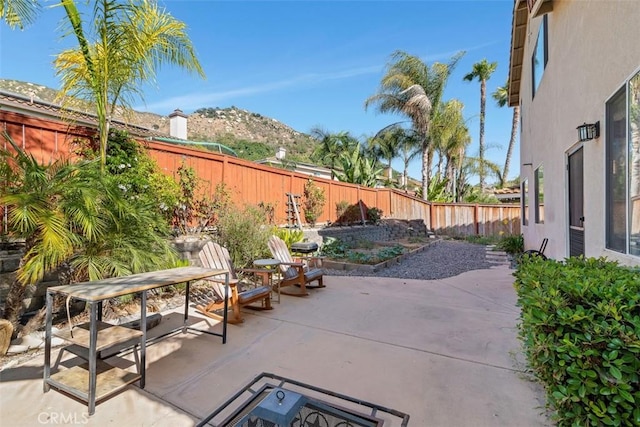 3450 Lake Park Ave, Fallbrook, CA 92028 - fenced backyard featuring a patio and a mountain view