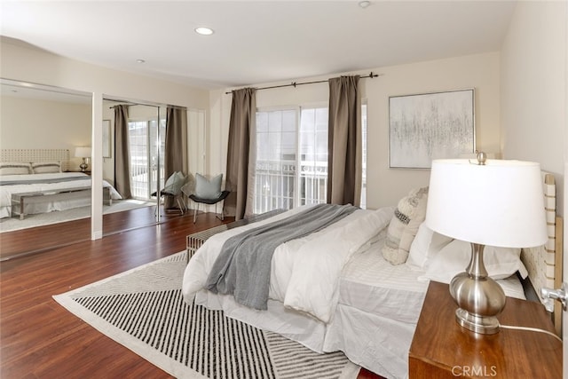 530 W Stocker St Unit 205, Glendale, CA 91202 - bedroom with wood finished floors, access to outside, and recessed lighting