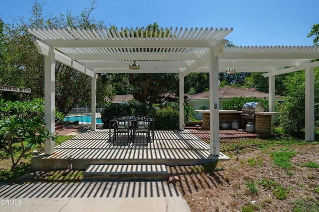 3505 E California Blvd, Pasadena, CA 91107 - view of patio / terrace with an outdoor pool, a pergola, and outdoor dining area