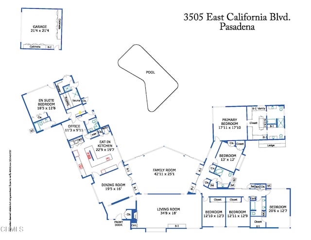 3505 E California Blvd, Pasadena, CA 91107 - view of property floor plan