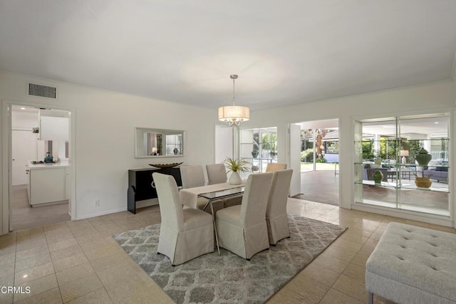 3505 E California Blvd, Pasadena, CA 91107 - dining room featuring light tile patterned flooring and a chandelier