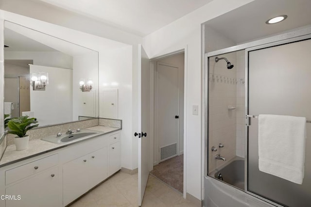 3505 E California Blvd, Pasadena, CA 91107 - bathroom with vanity, bath / shower combo with glass door, and tile patterned flooring