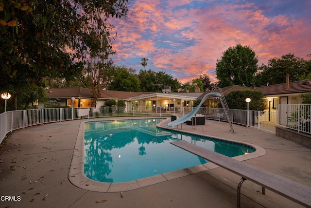 3505 E California Blvd, Pasadena, CA 91107 - view of pool with a water slide, a diving board, and a patio area