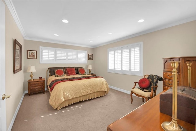 12111 Reagan St, Los Alamitos, CA 90720 - carpeted bedroom featuring ornamental molding and recessed lighting