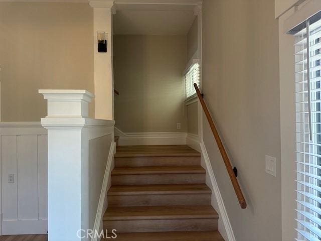 1902 E Citrus Ave, Redlands, CA 92374 - stairs with wood finished floors and healthy amount of natural light