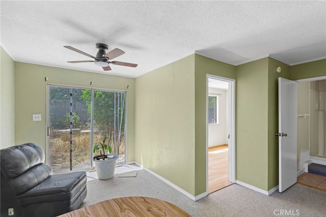 932 Redwood Ct, Corona, CA 92879 - sitting room with ceiling fan and a textured ceiling