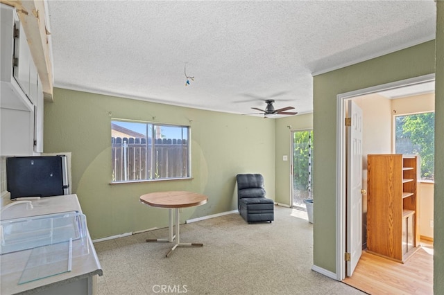 932 Redwood Ct, Corona, CA 92879 - office featuring a ceiling fan and a textured ceiling