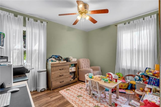 7503 Norwalk Blvd, Whittier, CA 90606 - rec room featuring ceiling fan and wood finished floors