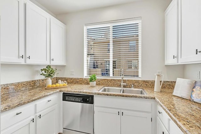 1131 Elfin Forest Rd E, San Marcos, CA 92078 - kitchen with dishwasher, white cabinets, and light stone counters