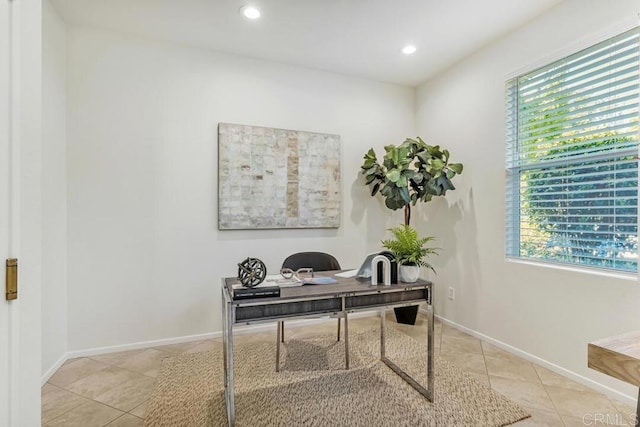 1131 Elfin Forest Rd E, San Marcos, CA 92078 - office area with light tile patterned flooring, plenty of natural light, and recessed lighting